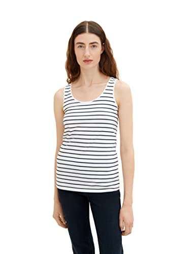 TOM TAILOR Damski Top 1036260, 32082 - Offwhite Navy Stripe, XXS