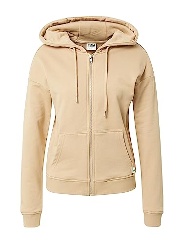 Urban Classics Damska bluza z kapturem z organicznym zamkiem frotte, beżowa, Unionbeige, XL