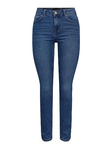 PIECES Damskie spodnie jeansowe, niebieski (medium blue denim), 31W / 32L