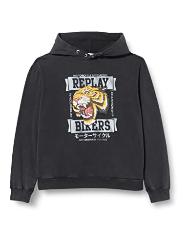 Replay Bluza chłopięca z kapturem, 098 czarny, 10 Lat