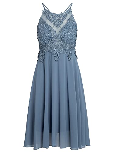 ApartFashion Women's APART sukienka koktajlowa z szyfonu, siateczki i koronki, sukienka specjalna na karnawał, dżinsowy niebieski, regularny