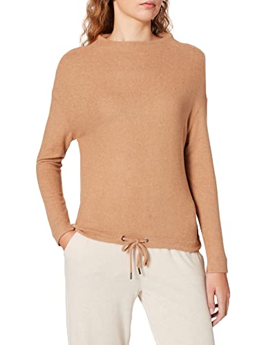 Gerry Weber Damski sweter o wyglądzie melanżu, sweter z długim rękawem, t-shirt z rękawem 1/1, sweter melanż, Dark Camel Melange, 40