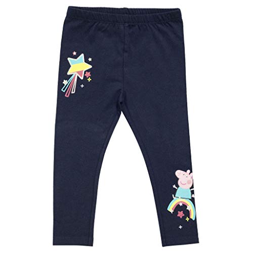 Peppa Świnka tęcza dziewczyny legginsy | oficjalny produkt | TV kreskówka spodnie na co dzień, pomysł na prezent dla dziewcząt, granatowy, 2-3 Lata