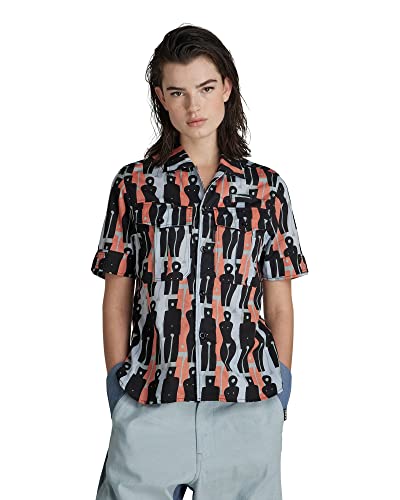 G-STAR RAW Damska koszulka Officer Ss Blouse, Multicolor (Iceberg Green Figures 32 C317-d009), XS