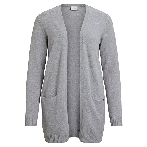 VILA EVOKED BY VILA Damski kardigan Viril Open L/S Knit Cardigan/Cur-Noos, jasnoszary melanżowy, 50 Duże Rozmiary