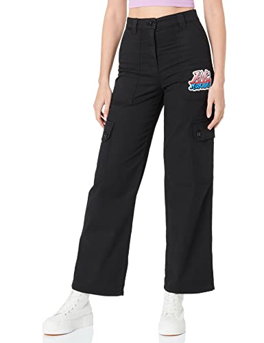 Love Moschino Damskie spodnie ze stretchu z naszywką Graffiti Casual, Schwarz, 46