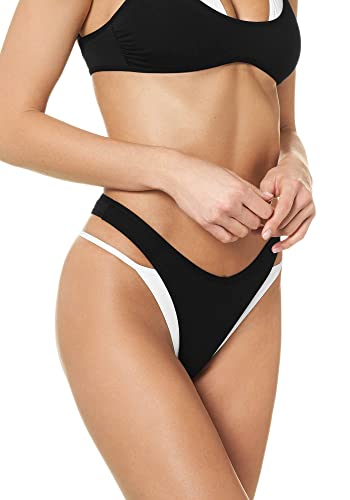 goldenpoint Bikini damski kostium kąpielowy, brazylijski, krój V, podwójna warstwa, czarny, M