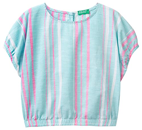 United Colors of Benetton Koszula męska 5JKCCQ01I, Turkusowy Fantasy w paski 901, L dziewczynka, Turkusowy Fantazja W Paski 901