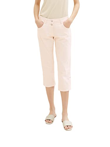 TOM TAILOR Damskie spodnie Capri o luźnym kroju, 32180 - Fawn Beige Offwhite Stripe, 44