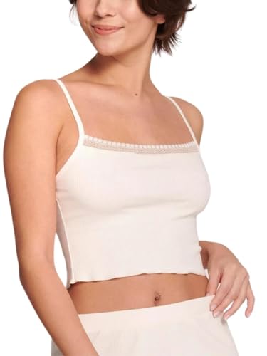 Sloggi Damska koszulka piżamowa GO Ribbed Crop top, Angora, XL