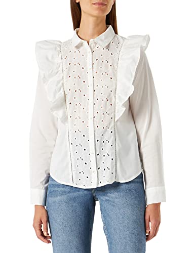 Springfield Damska koszula Camisa Manga Larga Cambric Bordado, blanco, 36 PL