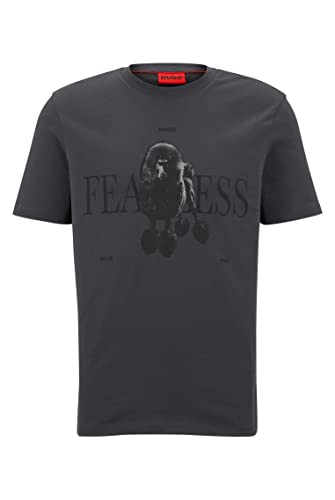 HUGO Męski T-shirt Dogotino, ciemnoszary 22, L, Dark Grey22., L