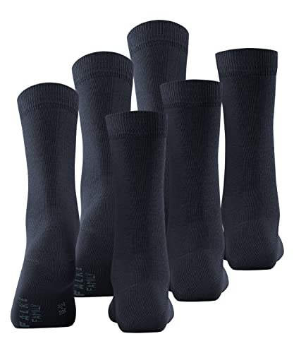 FALKE Kobiety Skarpety Family 3-Pack W SO Zrównoważona Bawełna jednokolorowe 3 Pak, Niebieski (Dark Navy 6379), 35-38