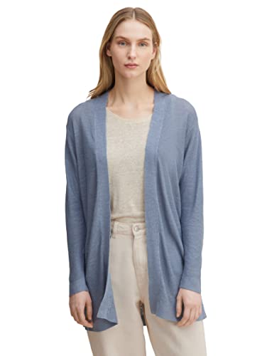 TOM TAILOR Damski Lniany kardigan 1030918, 28800 - Faded Denim Blue, M