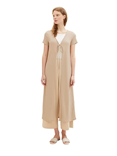 TOM TAILOR Denim Damski kardigan długi styl t-shirt, 31700 - Dusty Sand Beige, L