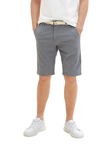 TOM TAILOR Męskie Szorty bermudy 1035041, 29422 - Navy White Dobby, 34