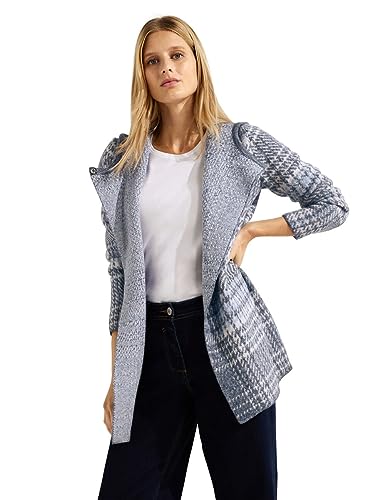Cecil Damska bluza z kapturem TOS Check Hoody Cardigan bluza z kapturem w kratkę, Granatowy (True Navy), L
