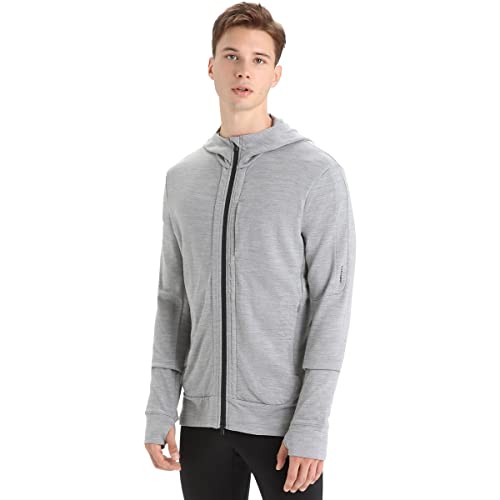 Icebreaker Merino Męska kurtka polarowa Quantum Iii z długim rękawem wełniana sportowa z zamkiem błyskawicznym, Metro Hthr/Black, M