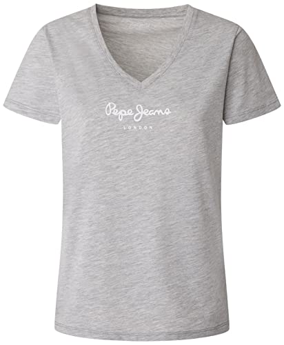 Pepe Jeans Damska koszulka z dekoltem w serek Wendy, Szary (szary Marl), S