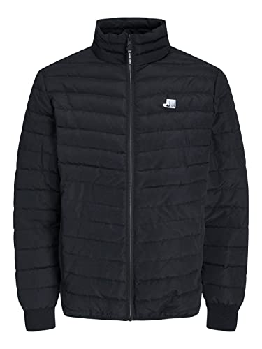 JACK & JONES Męska kurtka pikowana Jcologan Puffer Collar, czarny, L