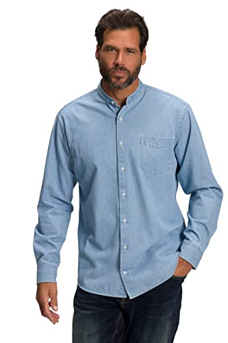 JP 1880 Męska koszula jeansowa, denim, długi rękaw, stójka, nowoczesny krój, jasnoniebieska, 7XL, jasnoniebieski, 7XL