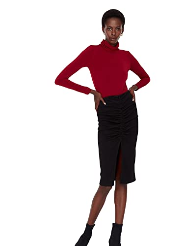 Trendyol Damska damska spódnica midi z ołówkiem bodycon, dzianinowa, czarna, S, Czarny, S