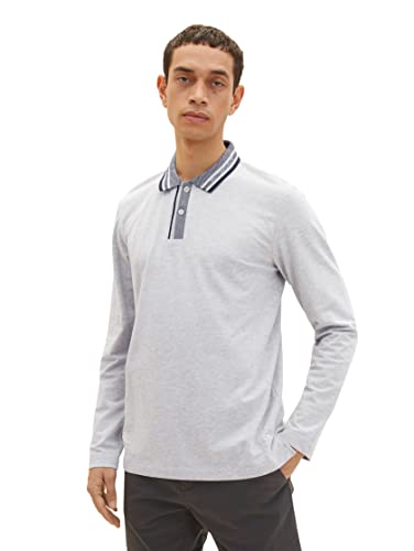 TOM TAILOR Męska koszulka polo 1035548, 15398-Light Stone Grey Melange, M, 15398 – Light Stone Grey Melange, M