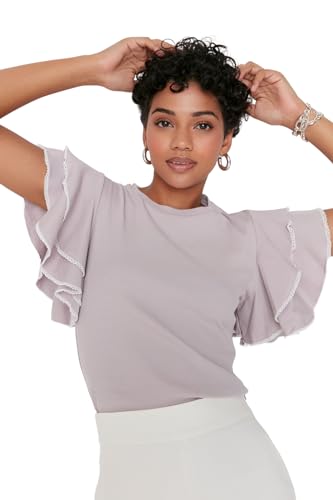 Trendyol Women's Steinfristert dziergana bluzka Blouse, kamień, L