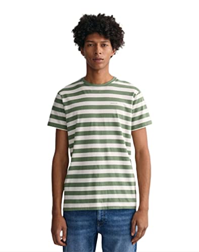 GANT Męski T-shirt Multistripe, zielony (Kalamata Green), standardowy, Kalamata Green, M
