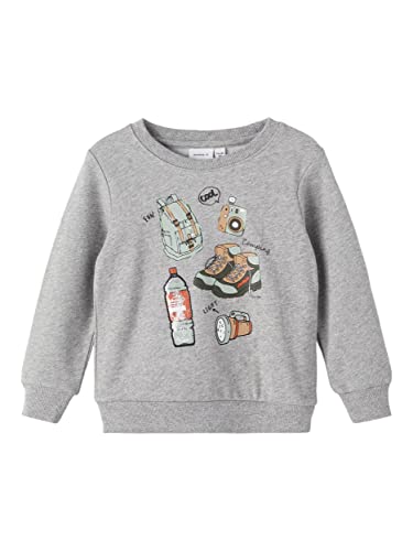 Bestseller A/S Bluza chłopięca NMMORM Light Sweat Box BRU Sweat, szary melanż, 110