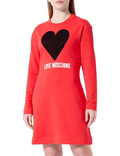 Love Moschino Damska sukienka z długim rękawem z długim rękawem i sercem, czerwony, 42