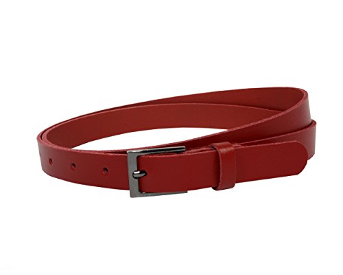 Vascavi Pasek skórzany z prawdziwej skóry, Made in Germany, szerokość 2 cm i grubość ok. 0,25 cm, pasek, pas biodrowy, pasek dżinsowy, czerwony, 95 cm Gesamtlänge 105 cm