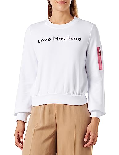 Love Moschino Damska bluza o regularnym kroju z okrągłym dekoltem, długi rękaw, Optical White, rozmiar 42, optical white