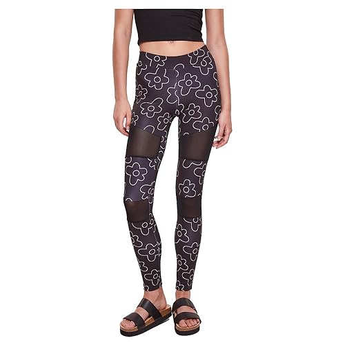 Urban Classics Ladies Tech Mesh AOP Leginsy, Spodnie Damskie, Blackflower, Blackflower, XL