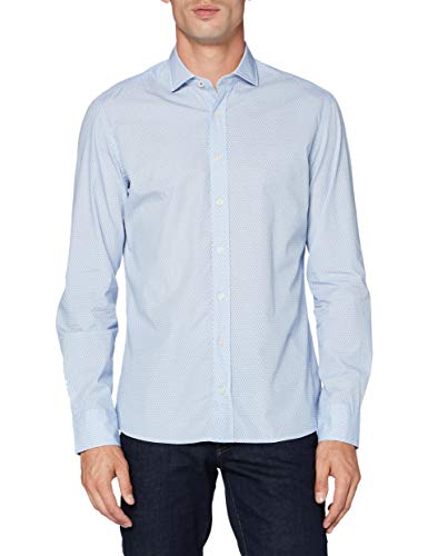 Hackett London Męska koszula biznesowa Tennis Racket Print, Niebieski (551blue 551), 44
