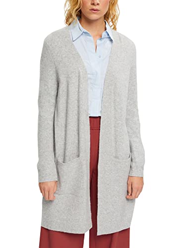 ESPRIT Z wełną: otwarty kardigan, 044/Light Grey 5 - New, XS
