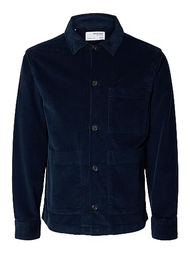 SELETED HOMME Męska koszula sztruksowa Slhloosetony-Cord Overshirt Noos, niebieski, L