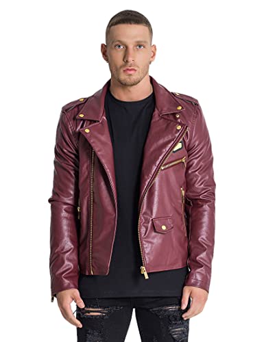 Gianni Kavanagh Męski płaszcz bordowy Opulence Biker, Burgund, S