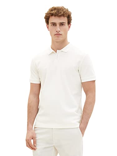 TOM TAILOR Męska koszulka polo, 1036349, biała, XL, 10332 – Off White, XL