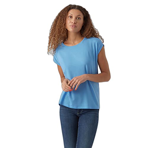 VERO MODA Damska koszulka Vmava Plain Ss Top Gajrs Noos, Little Boy Blue, M