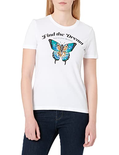 ONLY Women's ONLKITA REG S/S Butterfly Top Box JRS T-Shirt, Bright White/Print:Dream, XL