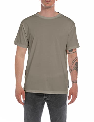 Replay T-shirt męski z krótkim rękawem z bawełny organicznej, 104 Warm Grey, M