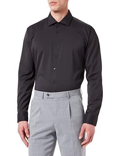 Seidensticker Męska koszula biznesowa, czarny, 40 PL