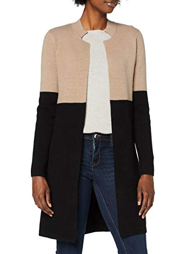 Morgan Damska kamizelka długi sweter kardigan Mblock, Czarny/wielbłądzi, L
