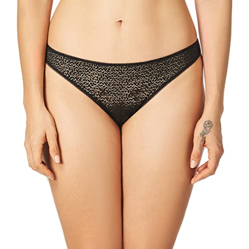 DKNY Damskie nowoczesne koronkowe majtki stringi, Czarny, S
