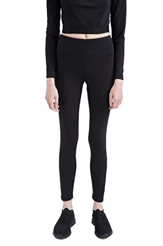 DeFacto Legginsy damskie z wysokim stanem – sportowe legginsy dla kobiet, czarny, L