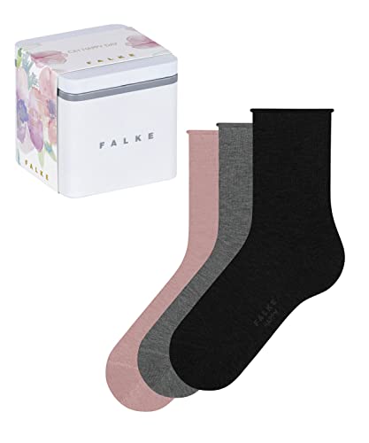 FALKE Kobiety Skarpety Happy Box Uni 3-Pack W SO Bawełna jednokolorowe 3 Pak, Wielokolorowy (Sortiment 0030), 39-42