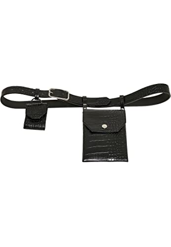 Urban Classics Unisex Croco Synthetic Leather Belt with Pouch pasek, czarny/srebrny, L/XL