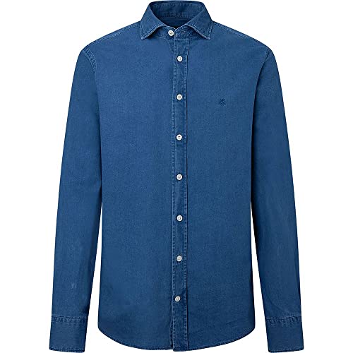 Hackett London Męska koszula dżinsowa Mid Blue, Indygo, XS