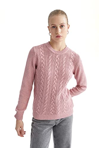 DeFacto Sweter normalny krój dla kobiet – sweter z golfem na topy damski (fioletowy, XXL), fioletowy, XXL